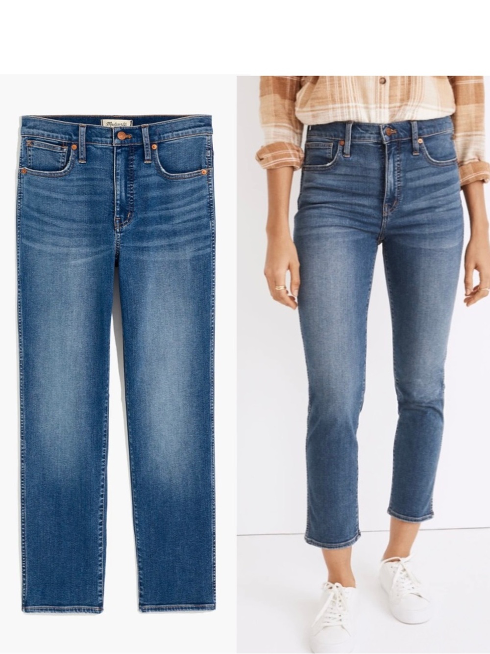 Madewell Stovepipe High-Rise Straight Leg Jeans, Sz 31, Ankle Crop Dearham Wash